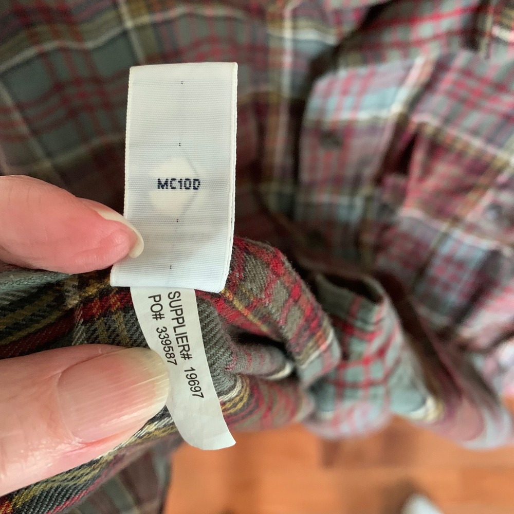 Polo Ralph Lauren XXL Plaid Flannel Shirt Red Gray Epaulet Button Front, Pockets - Picture 7 of 7